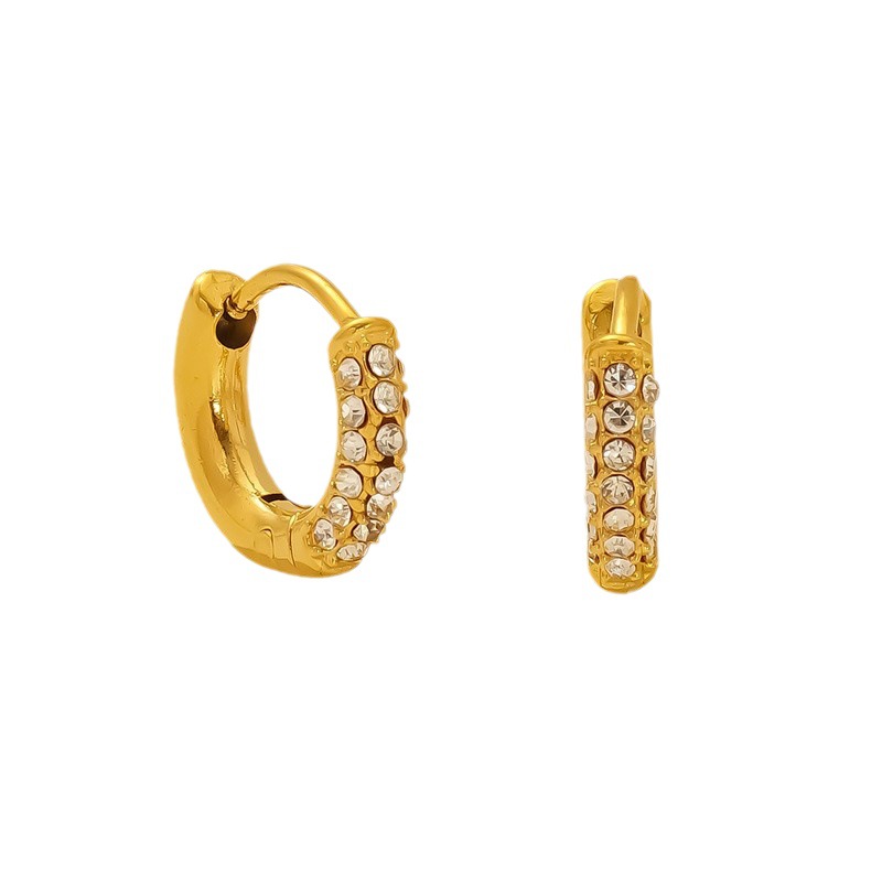 Pendientes de diamantes de acero inoxidable de oro de 18 quilates explosivos de Amazon para mujer