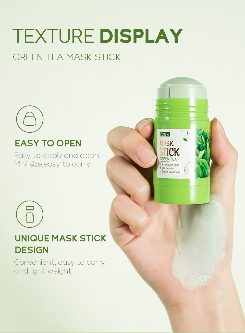 Wholesale of cross-border Fenyi Green Tea Mask Solid Stick Application Type mud Film for hydrating and cleansing, 40g in stock from the manufacturer undefined