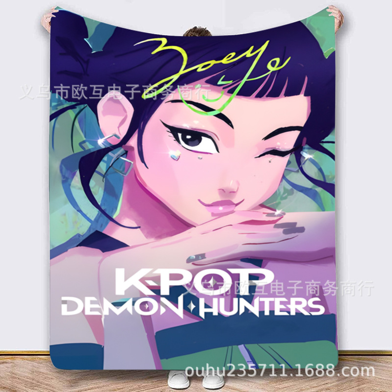 外国爆款K-POP猎魔女团（HUNTR/X）图案法兰绒毛毯 Demon Hunters|undefined