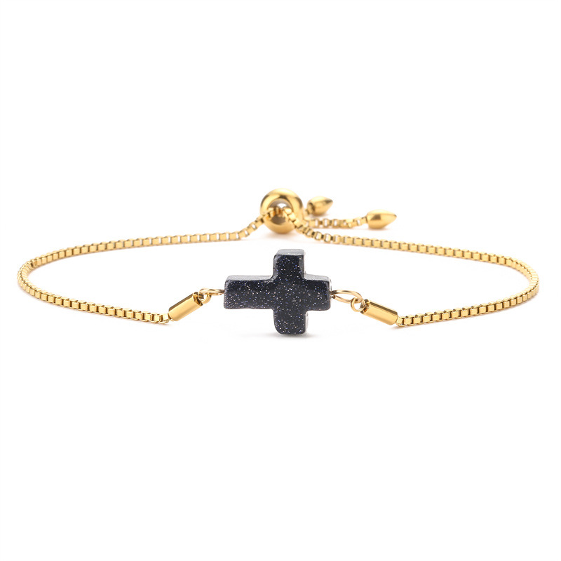 Amazon nueva pulsera natural Cruz estilo minimalista nicho diseño pulsera color-Retención pulsera de cadena de acero inoxidable