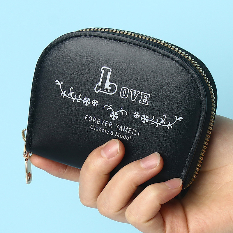 Cartera corta 2023 nueva moda de moda simple multi-Tarjeta semi-redondo tarjeta bolsa de mano con mini bolso de las mujeres