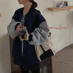 棒球服2025年新款开衫纽扣外套女藏青色黑色美式学院风格酷酷少女