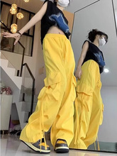 美式复古夏季糖果色工装裤女高街宽松直筒休闲裤小众设计感阔腿
