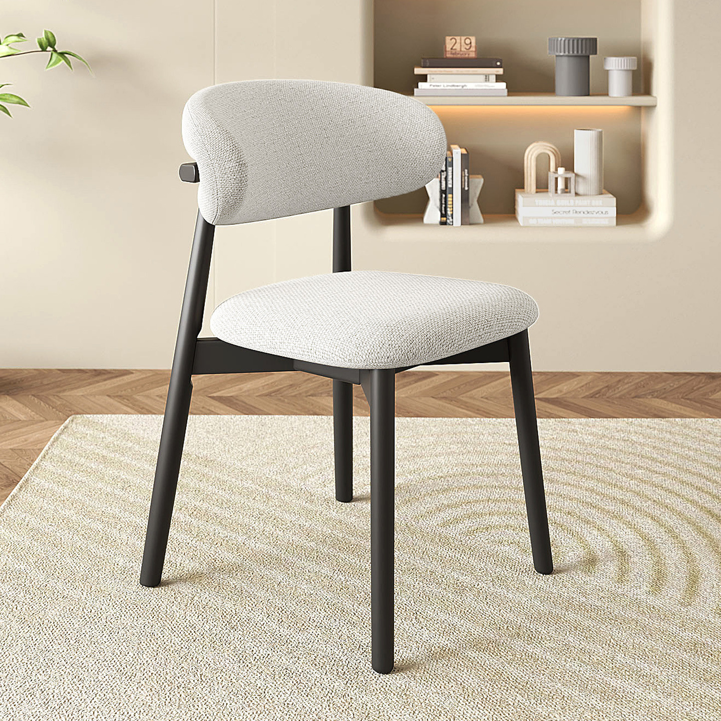 Silla de comedor de madera maciza moderna y simple nórdica, silla de comedor casera, silla de hotel, silla de respaldo de lujo ligera, silla de cornucopia