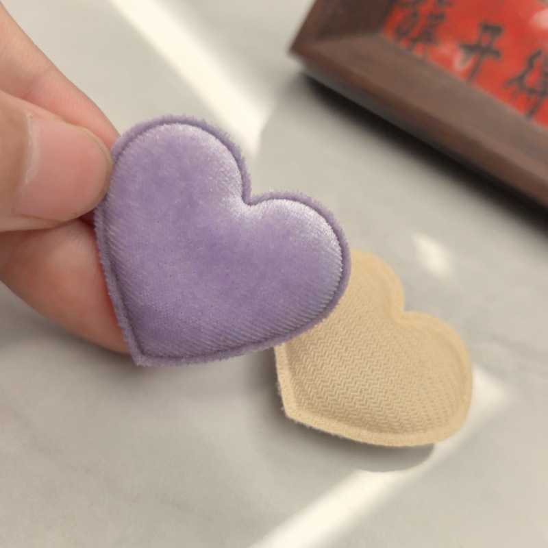 纯色桃心韩国绒植绒爱心形配件diy发饰包包鞋袜服饰装饰辅料材料|undefined