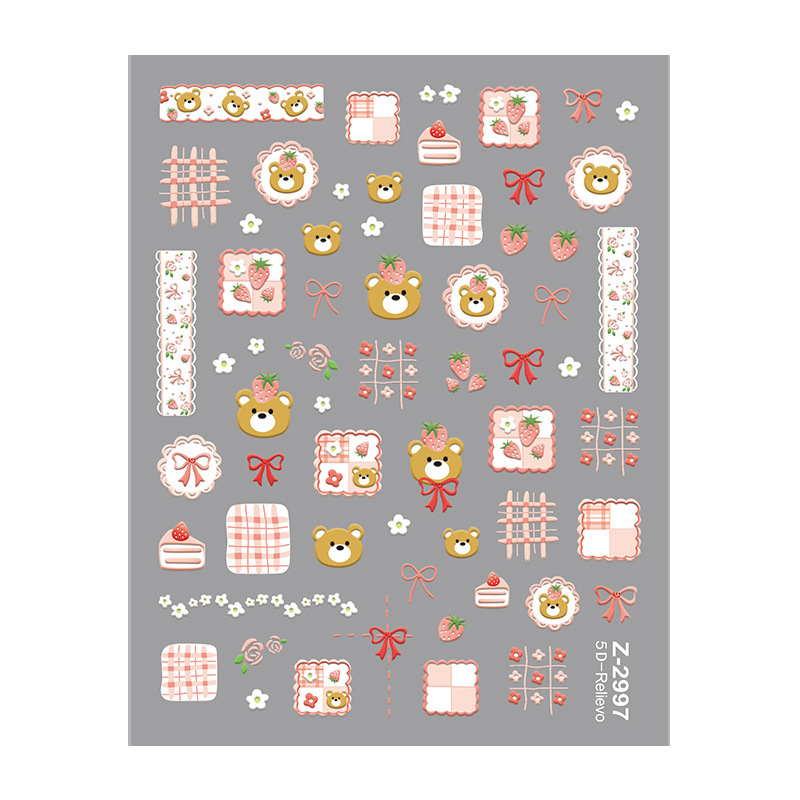 Cross-Border Popular Ins Influencer 5D Embossed Nail Stickers Cartoon Cute Bear 3D Nail Stickers Phone Stickers Cross-Border Popular Ins Influencer 5D Embossed Nail Stickers Cartoon Cute Bear 3D Nail Stickers Phone Stickers