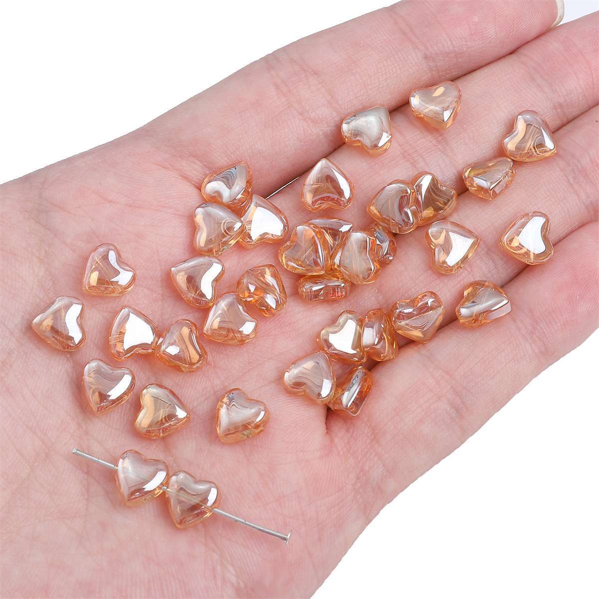Glass Material 10 Pieces Glass Heart Shape Flower DIY Jewelry Accessories Beads