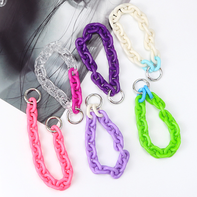 New Creative Color Bracelet Keychain Removable Acrylic Hand Chain airpods Headset Bag Hanging
