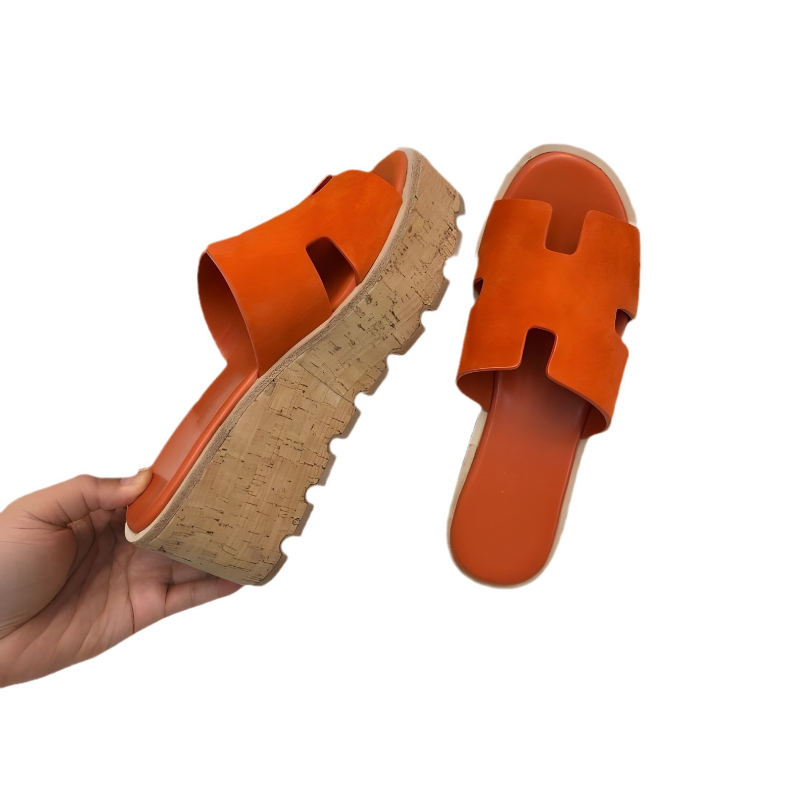2024H Mujer con zapatillas fuera de casa. Sandalias de agua de talón alto con diseño de boca de pescado transfronterizo de estilo romano