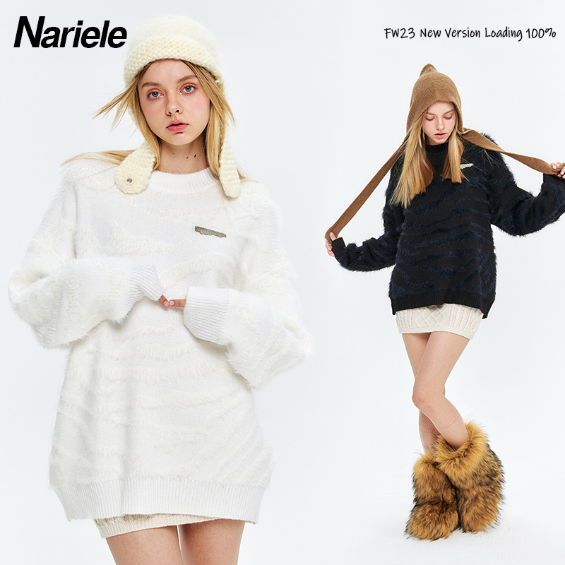 Women's Clothing HeyHenry round neck loose knit sweater autumn and winter new slim casual long sleeve couple sweater trend_voghion.com