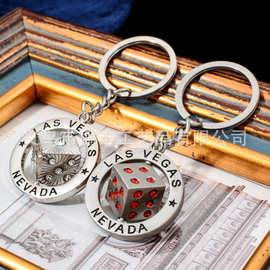 美国旅游纪念品 拉斯维加斯骰子钥匙扣 金属工艺品现货