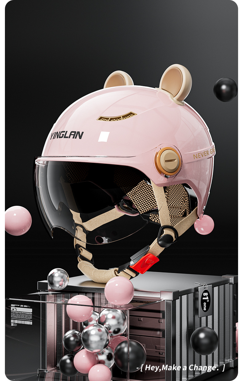 Yinglan Helmet Electric Vehicle Women's Model for All Seasons, No Hair Pressure, 3C Certified, Cute Winter Warm Safety Helmet