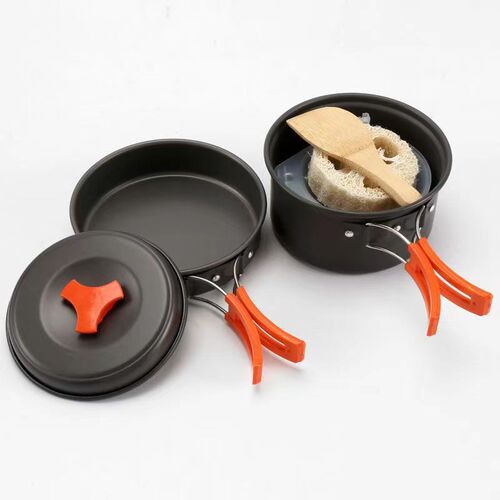 Manufacturer wholesale DS200 pot set 1-2 people outdoor camping alumina picnic pot cookware combination