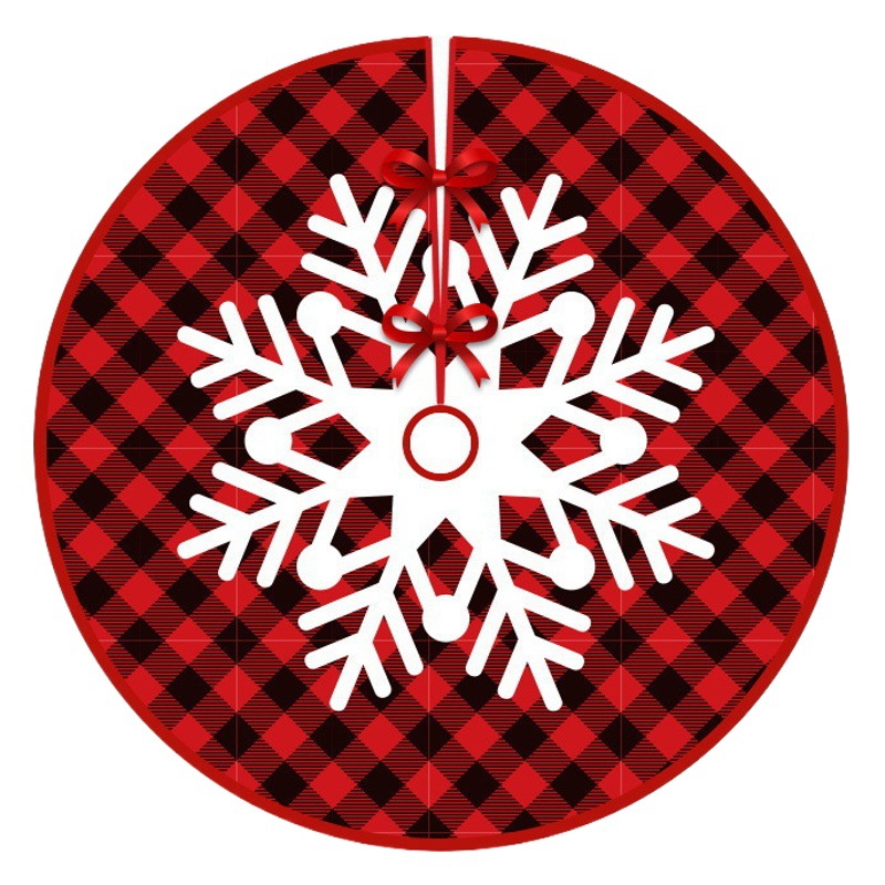 Transfronterizo nuevo 120cm falda de árbol de Navidad rojo y negro a cuadros de lino de encaje de árbol de Navidad delantal decoración inferior suministros
