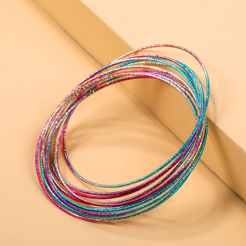 Simple Style Colorful Alloy Plating Bangle 1 Set