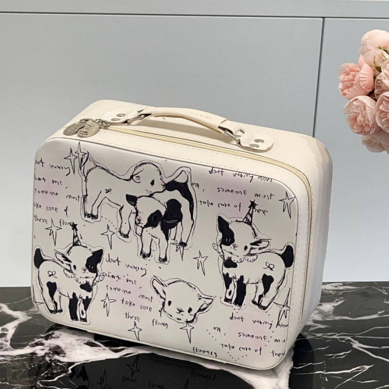 2024新型オリジナル子犬猫化粧バッグ携帯大容量スーツケース鏡付き化粧品収納ボックス|undefined