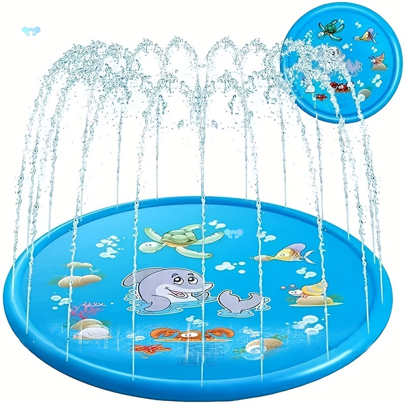 Blue Dolphin Water Spray Pad Round Outdoor Splash Play Mat