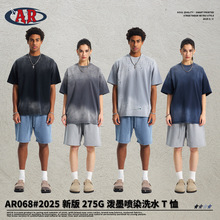 ARTIE男装丨2026春夏美式潮牌男短袖t恤泼墨喷染做旧洗水复古t恤