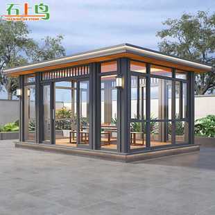 ✅   Pavilion Outdoor Courtyard Aluminum Alloy Villa Outdoor Garden Sun Room Pavilion New Chinese Style Pavilion