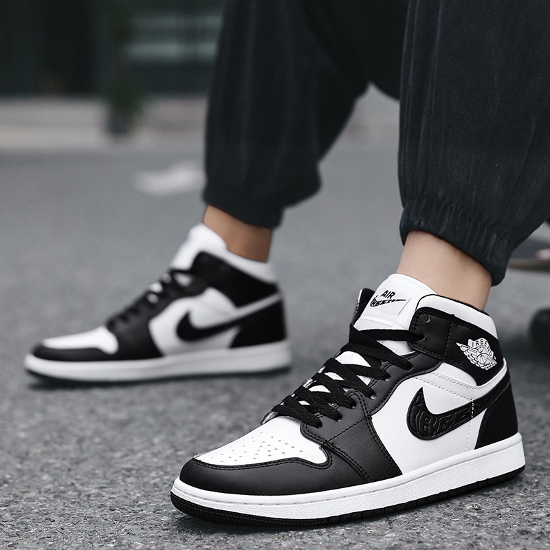 Zapatos de hombre aj, zapatos de mujer de hollín de caña media, nuevos zapatos de tablero gris de sombra blanca pura de Air Force One para hombre, marea