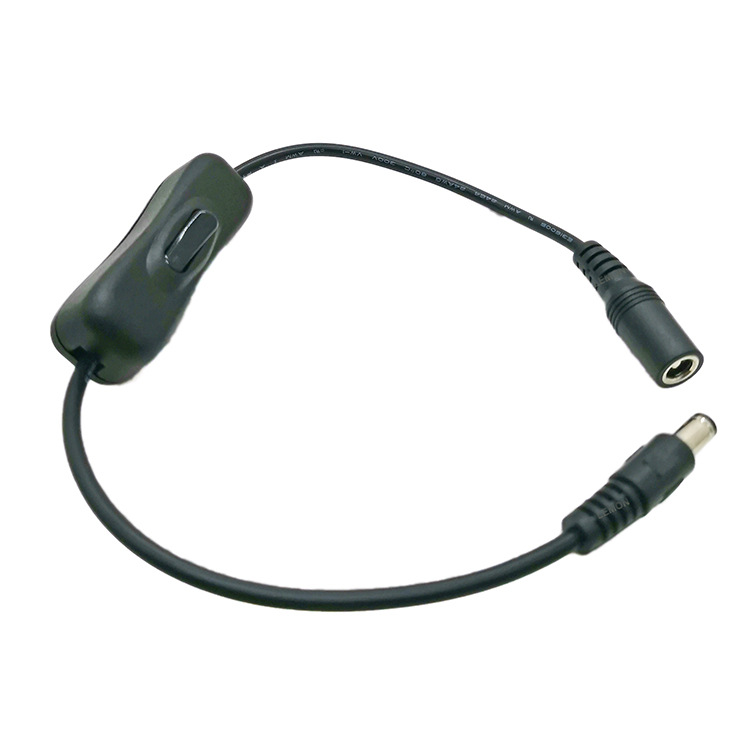 dc电源线公头母头开关母头转3.5*1.35dc线带303开关线黑色线