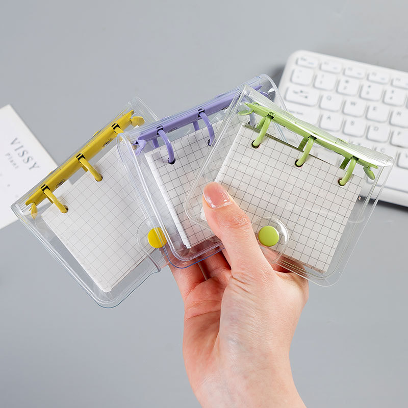 Cuaderno de hojas sueltas A6 mini 3 agujeros, cubierta PVC suave, colores caramelos – bobina portátil para diarios.