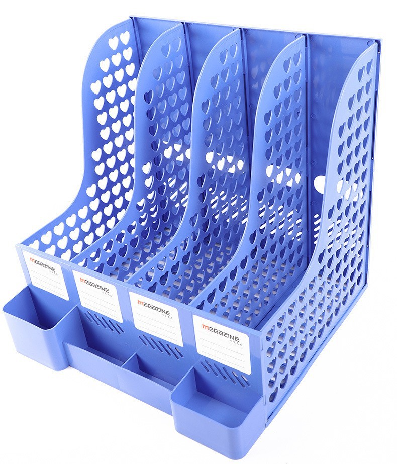 (2개) 도매 사무실 두꺼운 파일 랙 데이터 프레임 책 스탠드 파일 프레임 4열 데스크탑 보관 상자 사무용품