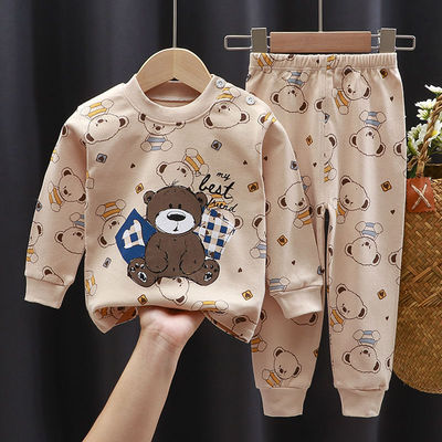 Boy Autumn Clothes 07 children Underwear suit new pattern Home Furnishings baby baby Close Long johns suit On behalf of