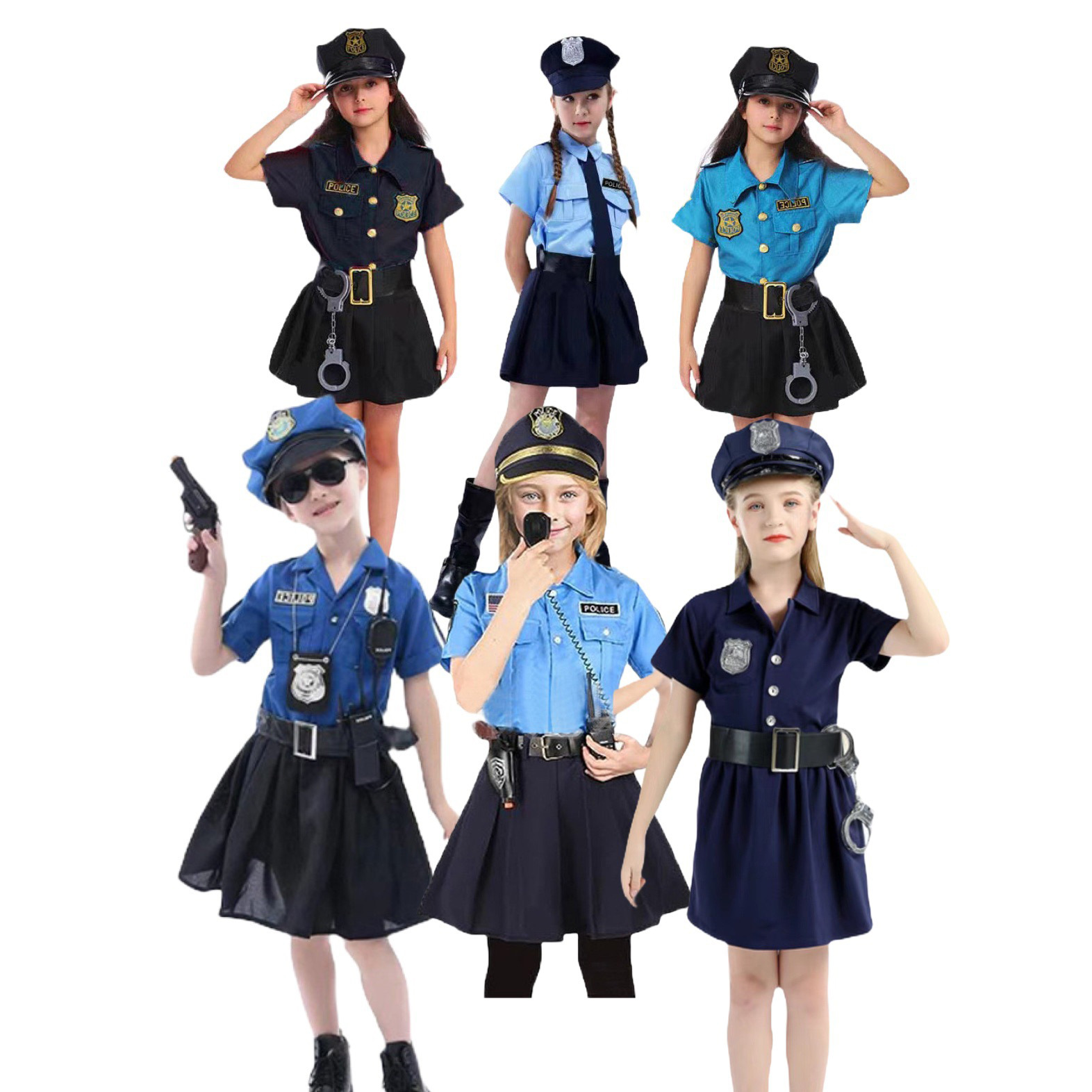 Traje transfronterizo de policía de Halloween para niños Traje de bomberos para médicos pequeños