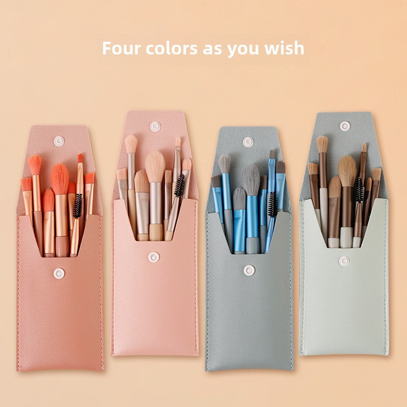 Xixi Makeup Brush Set with Delicate Hair, Four Colors Available, Delicate Makeup Stickers, Easy to Carry, Affordable for Students