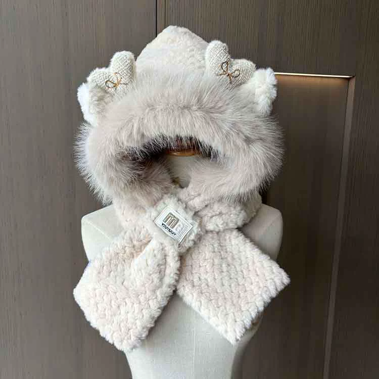 Зимняя шапка, набор для тепла, милая бархатная шарфика