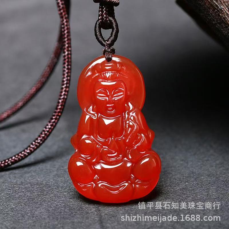 男性と女性用の氷の赤瑪瑙観音仏ペンダント、カルセドニー安全バックル、貔貅、さまざまなペンダント、ライブストリーミング在庫あり|undefined