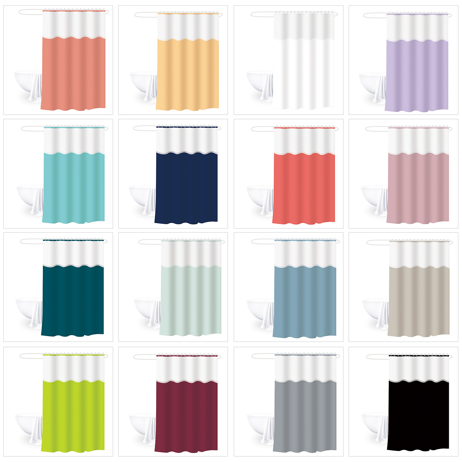 Cortina de ducha 180*180 color sólido engrosada cortina de ducha de tres piezas cortina de baño peva baño semitransparente cortina de ducha de baño impermeable