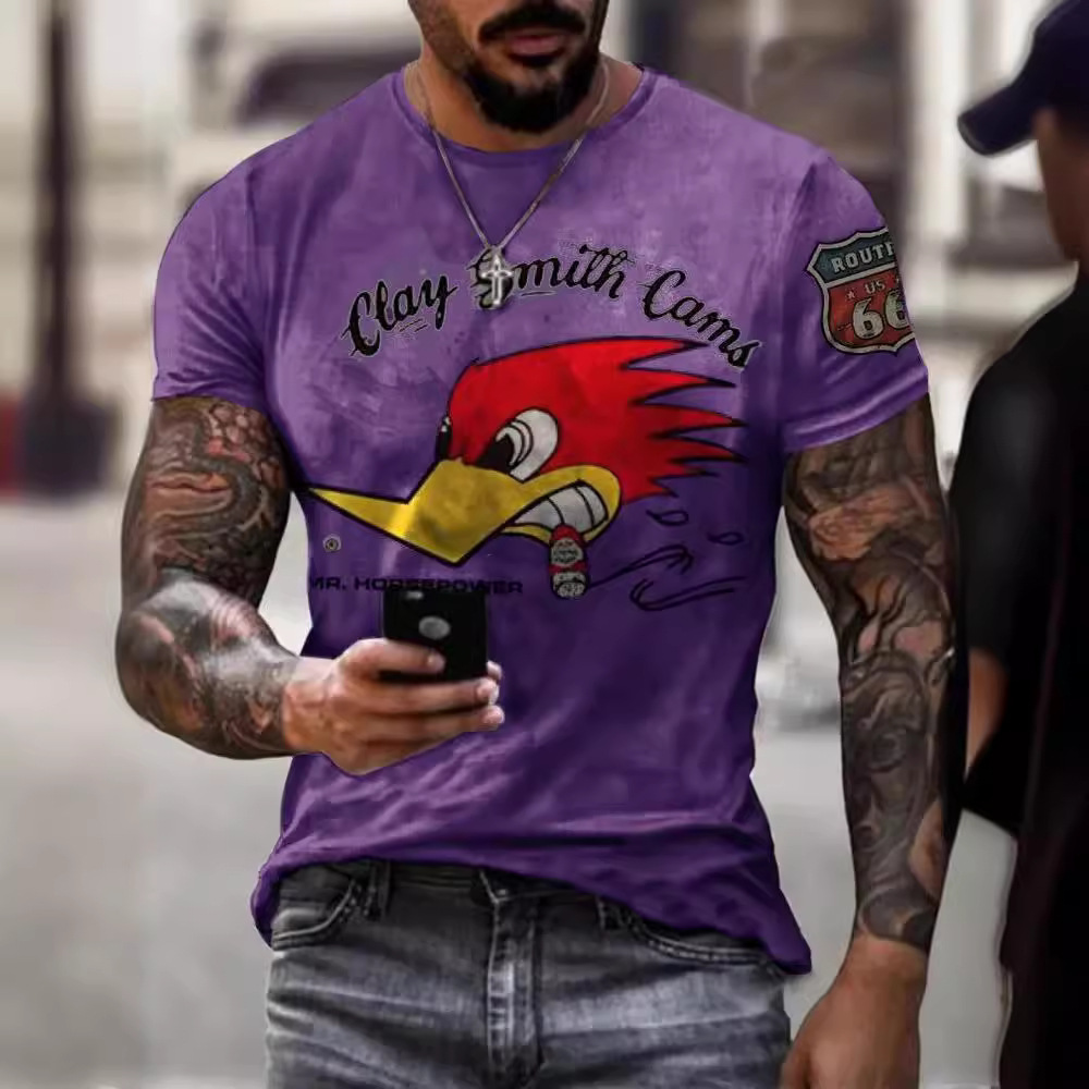 Fabricante de la fuente de los hombres de la camisa de manga corta de la calle Nueva Venta caliente de comercio electrónico transfronterizo camiseta impresa 3D arte flexible