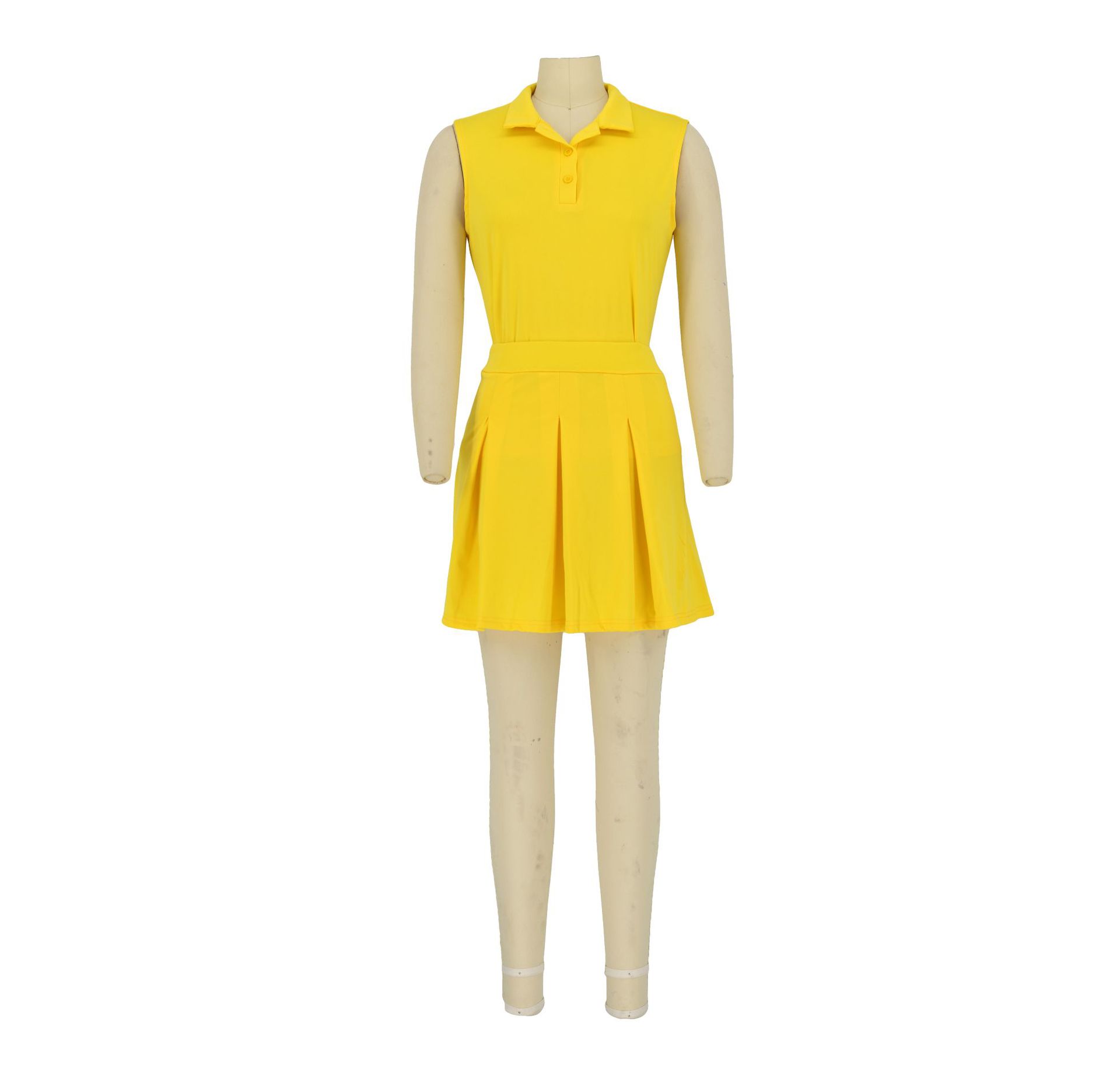 Women Clothing Short Skirt Two Piece Sleeveless Vest Suit Summer Polo Shirt