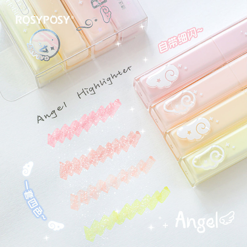 RosyPosy柔设 Angel闪闪荧光笔 INS风细闪多巴胺记号笔重点标记笔|undefined