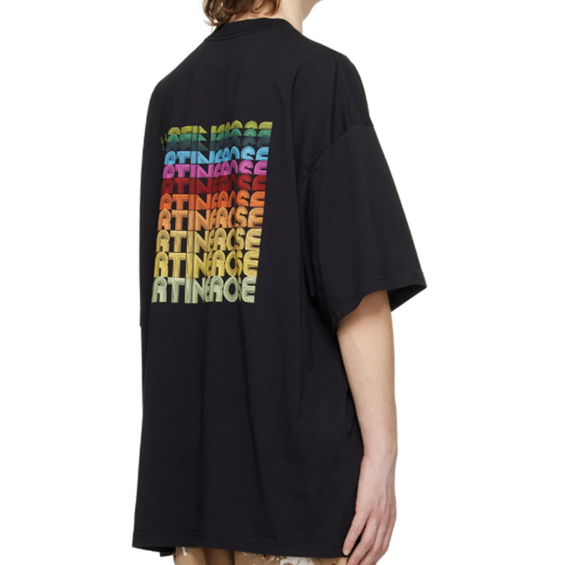 Europa y América hip hop MARTINE ROSE color eslogan carta imprimir todo Partido de los hombres sueltos casual de manga corta Camiseta