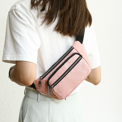 Foreign trade new style waist bag Korean style casual Oxford cloth shoulder crossbody bag large capacity multi-layer mobile phone coin chest bag for women