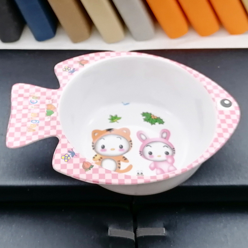 D2443 8802 en forma de pez para niños tazón de melamina tazón de porcelana de imitación vajilla tazón de bebé Yiwu 2 yuanes suministro de la tienda