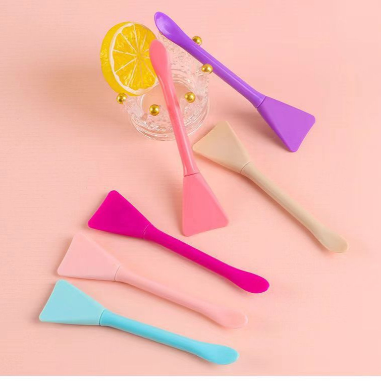 Cepillo de mascarilla de silicona Cuchara para raspar la película de congelación Cepillo de película de arcilla suave de doble cabezal Cepillo de limpieza de belleza multifuncional para la cara