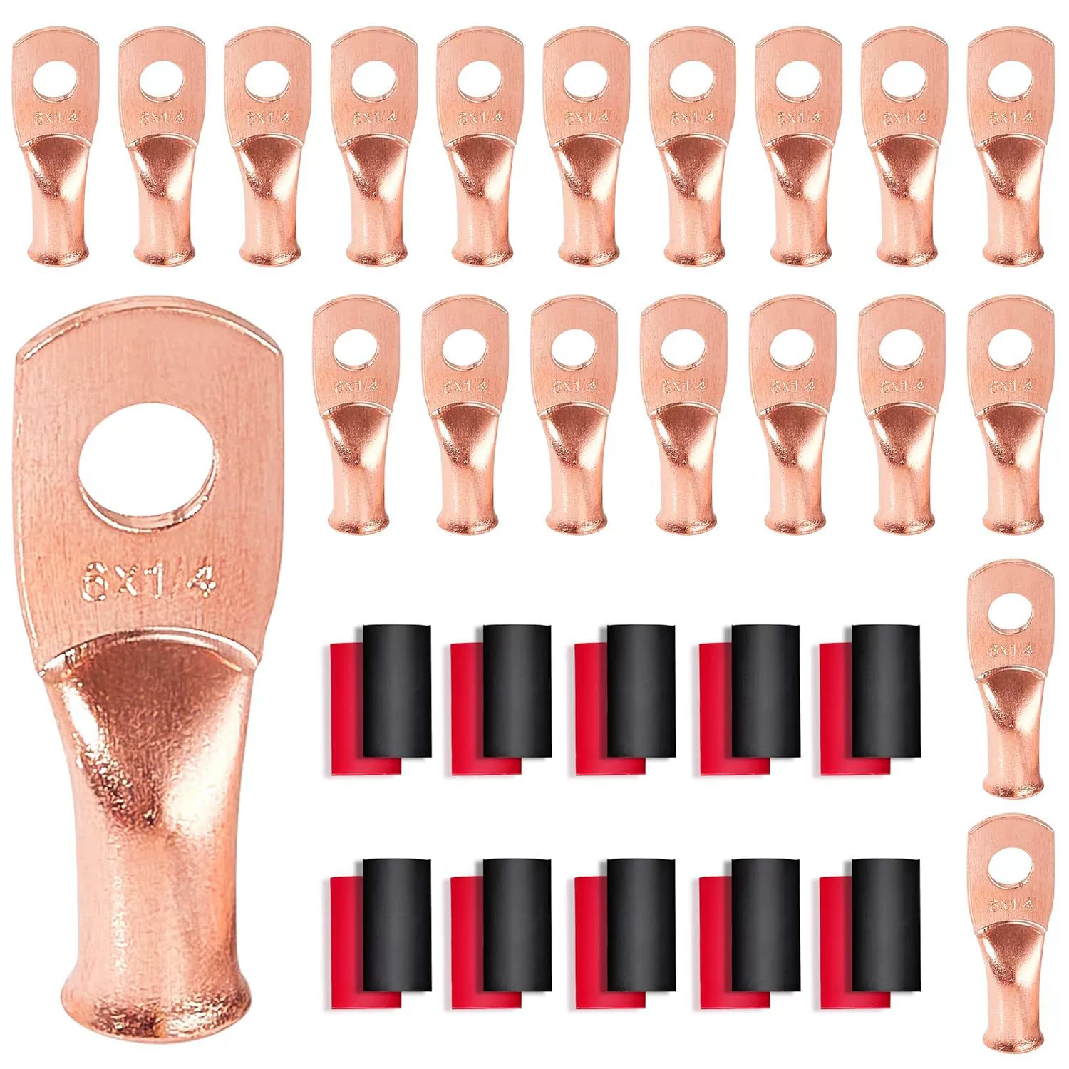 RED WOLF 6 AWG 1 \/4 "Battery Cable Ends Wiring Copper Co