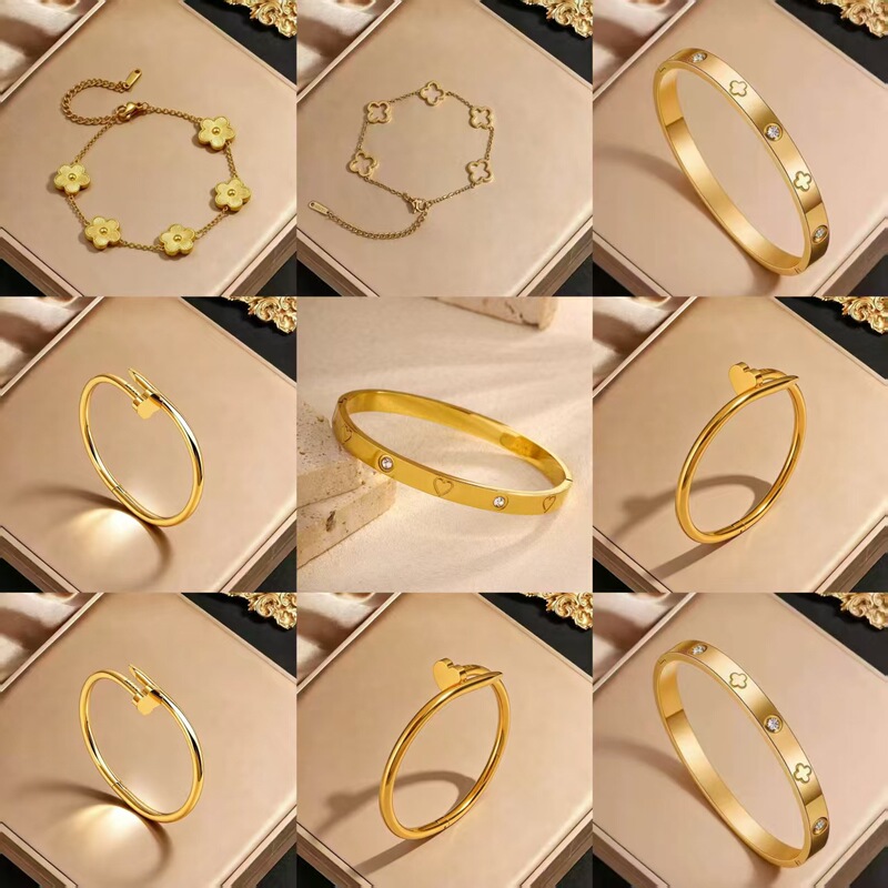 European and American Minimalist Stainless Steel Non-Fading Bracelet, Niche Ins Titanium Steel Bracelet for Women, Trendy Four-Leaf Clover Personalized Jewelry European and American Minimalist Stainless Steel Non-Fading Bracelet, Niche Ins Titanium Steel Bracelet for Women, Trendy Four-Leaf Clover Personalized Jewelry