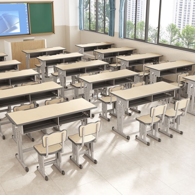 Double Student Desks and Chairs Institutional Care Class Classroom Tutoring Class Tutoring Children's Learning Table Training Table Set