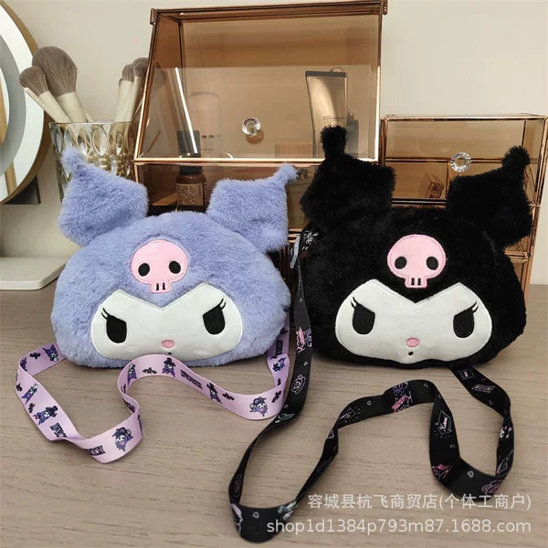 New Cartoon Skull Kuromi Plush Shoulder Bag Japanese Cute Girly Heart Portable Crossbody Manufacturer Wholesale