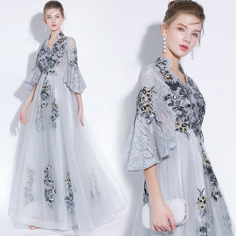 Evening Dress for Women 2024 New Model for Banquets, Annual Meetings, Runway Shows, Long Slimming Gown, Performance Outfit, Embroidered Dress Evening Dress for Women 2024 New Model for Banquets, Annual Meetings, Runway Shows, Long Slimming Gown, Performance Outfit, Embroidered Dress