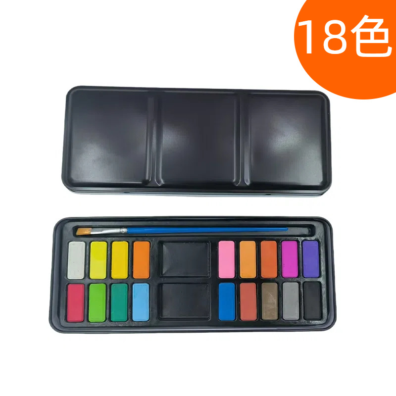 Pintura de acuarela sólida portátil traje caja de hierro suministros de arte pintado a mano pintura infantil pigmento en polvo transfronterizo
