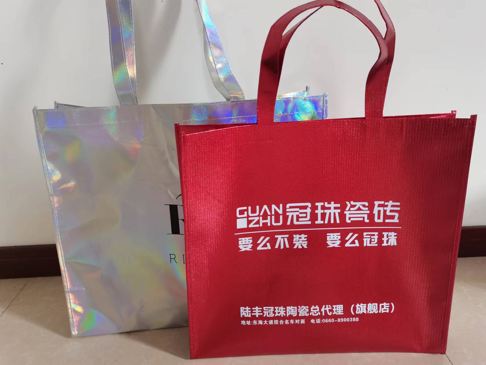 廠家供應鐳射無紡布袋加印logo圖案防水單肩手提袋覆膜鐳射袋批發