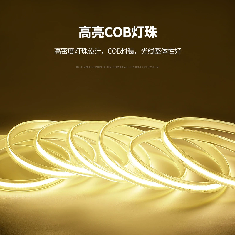 Светодиодная лента COB 110В/220В, теплый свет для всего дома, без мерцания, гибкая, для наружного освещения, высоковольтная, водонепроницаемая, сверхъяркая