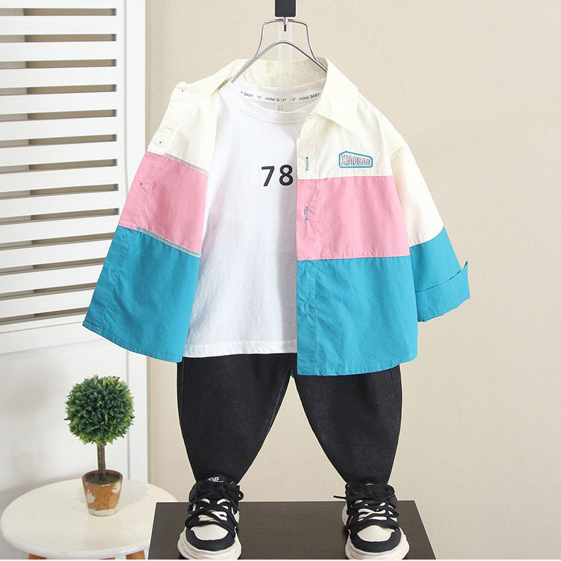 6265 Camisa de manga larga para niños Primavera y otoño 2025 Nuevo estilo Bebé guapo Ropa de otoño Camisa casual Camisa de otoño para niños