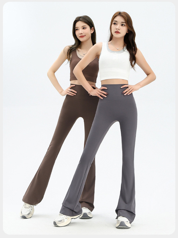 女性用ウィメンズフレアパンツ、夏用薄手スタイル、2025年新作、ハイウエスト、痩身、ヒップアップ、小柄な人向けのカジュアルヨガフレアパンツ|undefined